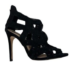 Zara Basic Collection Black Laser Cutout Peep Toe Stiletto High Heels Size 40